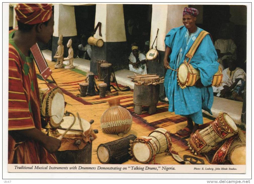 - NIGERIA. - Traditional Musical Instruments With Drummers Demonstrating On "Talking Drums" Nigeria. - - Niger