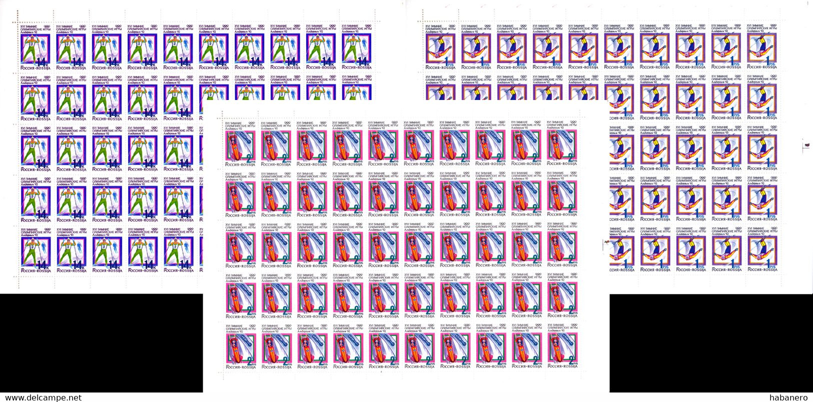 RUSSIA 1992 Mi 220-222 ALBERTVILLE OLYMPIC GAMES 1992 MINT FULL SHEETS ** - Feuilles Complètes