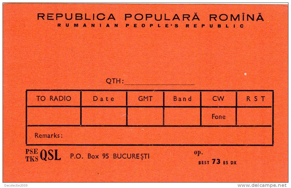 ZS30574 Cartes QSL Radio ROMANIA Not Used Perfect Shape Back Scan At Request - Radio