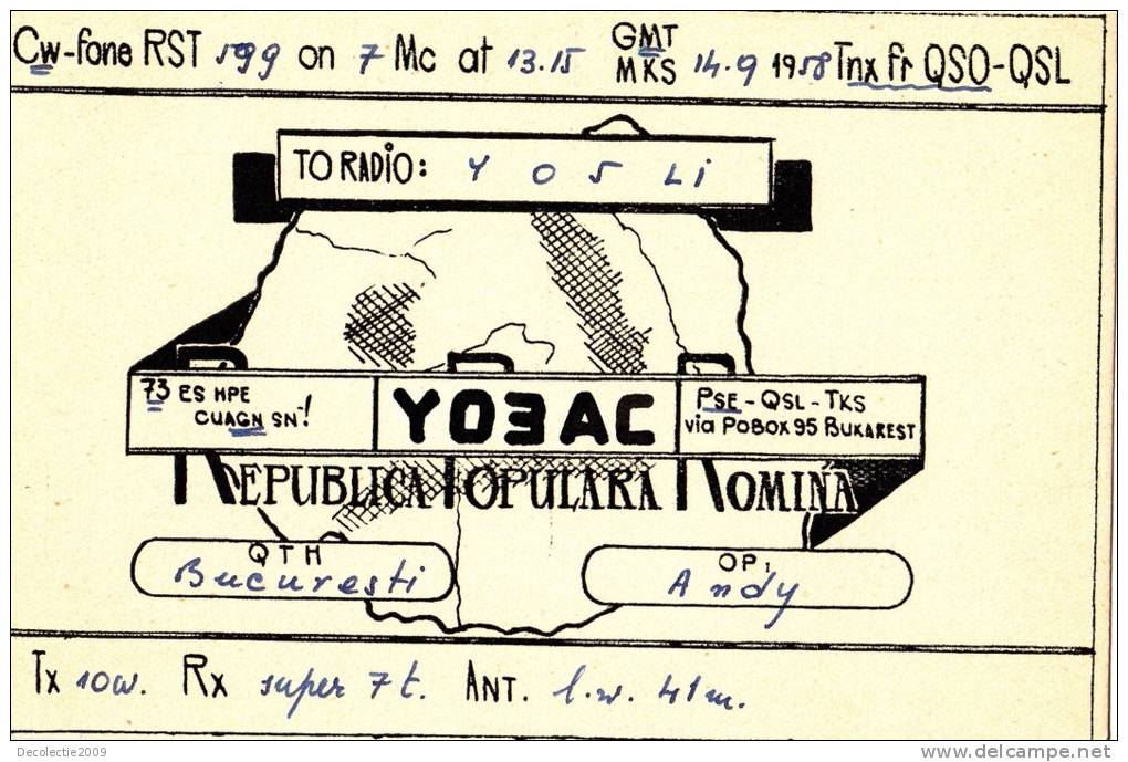 ZS30582 Cartes QSL Radio YO3AC ROMANIA Used Perfect Shape Back Scan At Request - Radio