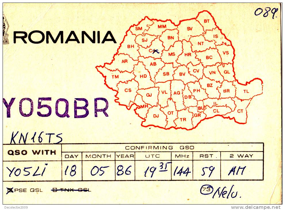 ZS30598 Cartes QSL Radio YO5QBR ROMANIA Used Perfect Shape Back Scan At Reques - Radio