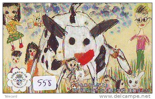 Télécarte JAPON * VACHE (558) COW * KOE * BULL * TAUREAU * STIER * PHONECARD JAPAN * TELEFONKARTE * VACA * TAURUS * - Cows