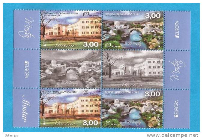 2012  BOSNIA CROATIEN PART EUROPA CEPT MOSTAR VISIT MEDJUGORJE 2 SETS PLUS 2 APPENDIX NEVER HINGED - 2012