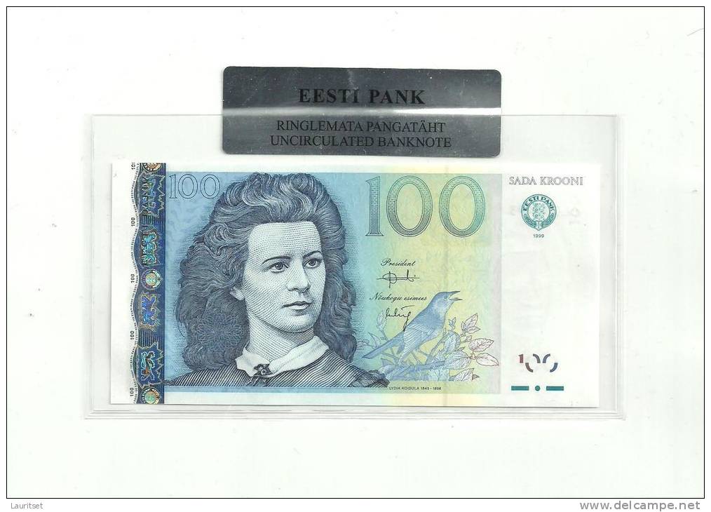 Estland Estonia Estonie  100 Krooni 1999 Banknote UNC In Official Bank Holder Of  Estonian Bank - Estland