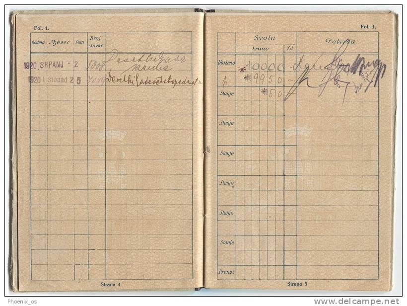 SAVINGS BANK - Passbook, 1920. Zagreb, Croatia - Bank & Versicherung