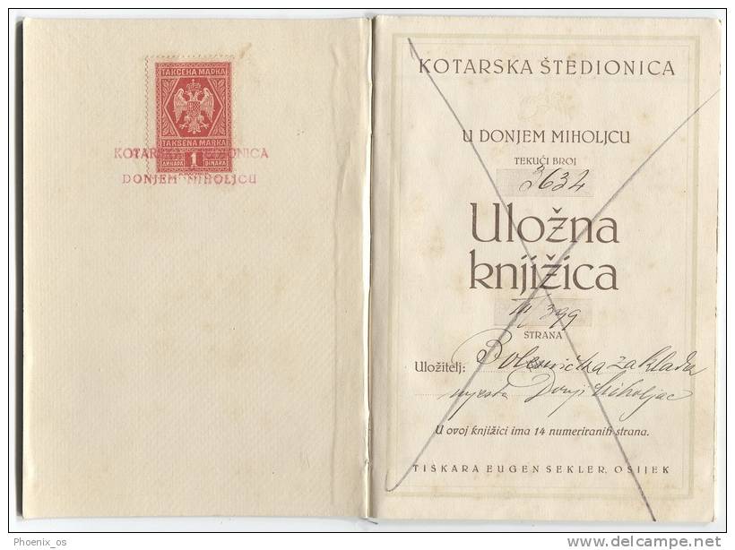 SAVINGS BANK - Passbook, 1934. Donji Miholjac, Kingdom Of Yugoslavia, Landmark - Banque & Assurance