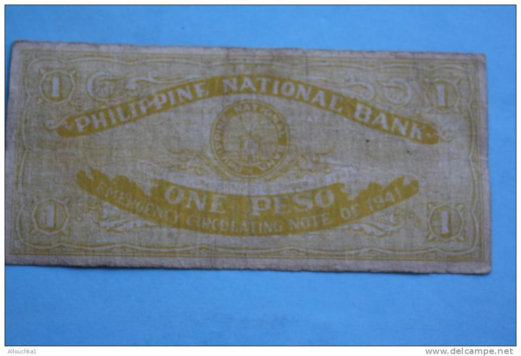 Billet De Banque Philippine National Bank (one Peso) Emergency Circulating Note Of 1941 /Issued By The Cebu Currency Com - Philippines