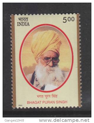 India 2004 - 5oo (R)  BHAGAT PURAN SINGH  Sikhism  MNH # 37262 S Inde Indien - Neufs