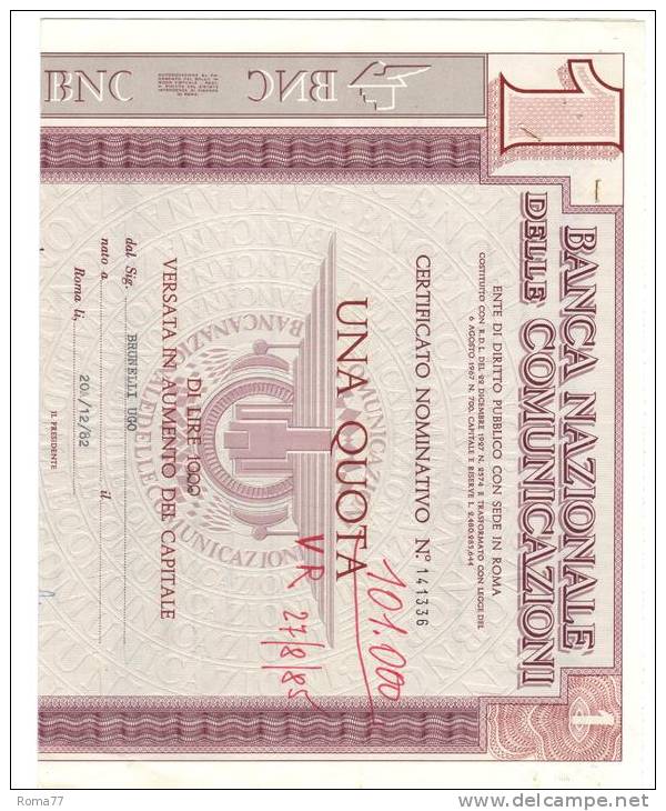 BIG98 - Banca Nazionale Delle Comunicazioni 20/12/82 - Banco & Caja De Ahorros