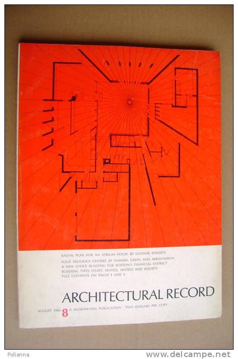 PBF/1 ARCHITECTURAL RECORD N.8 McGraw-Hill Publ.1966/Century Plaza, Los Angeles/Asilomar Hotel, California - Kunst, Design, Decoratie