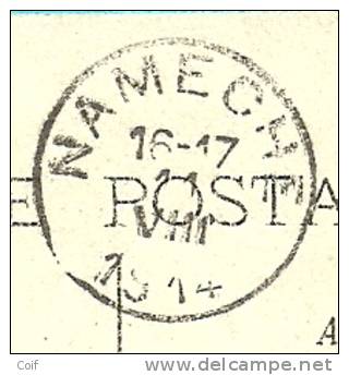 Kaart " Hastiere" Met Cirkelstempel NAMECHE Op 11/08/1914 (Offensief W.O.I) - Zona No Ocupada