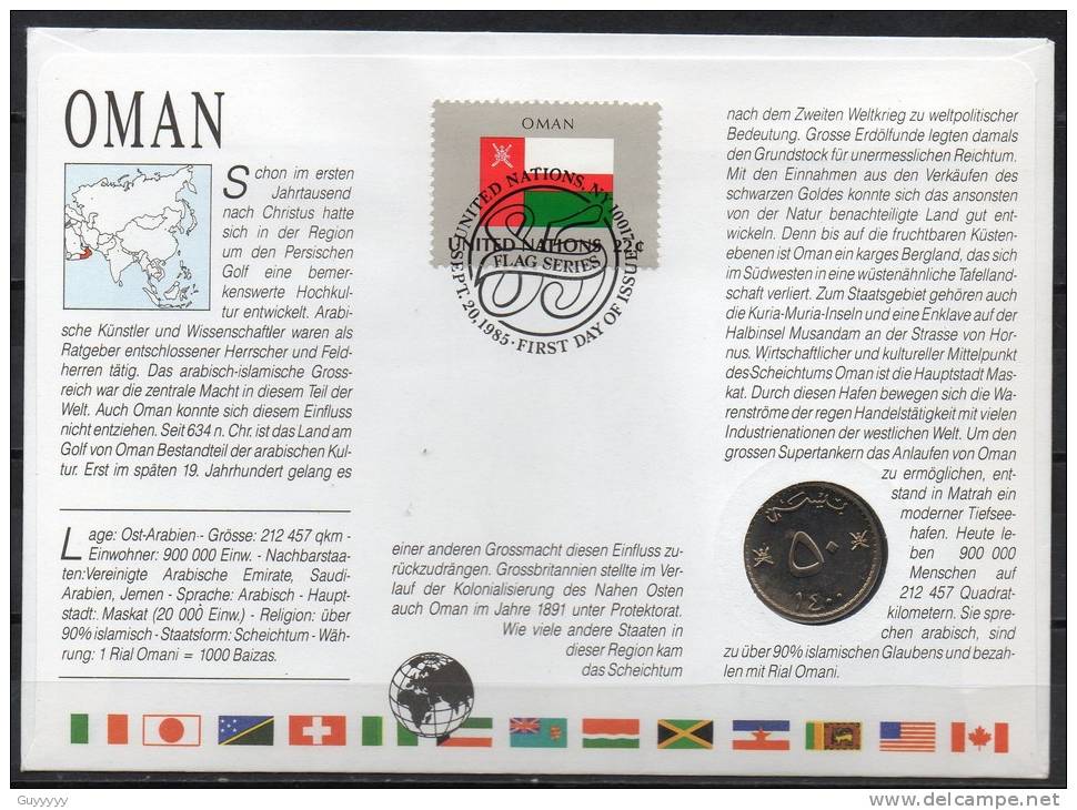 Numislettre (Timbres + Pièce) - Oman - 1987 - Oman