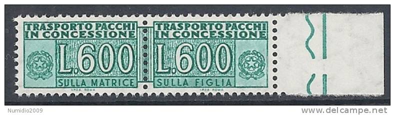 1955-81 ITALIA PACCHI IN CONCESSIONE 600 LIRE MNH ** - RR10401-5 - Concessiepaketten