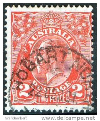 Australia 1926-1930 King George V Small Multi Wmk 2d Red Used - HOBART NORTH Tasmania - Usati