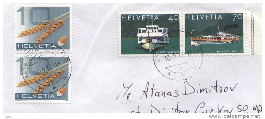 Mailed Cover (letter)  With Stamps Ships From Switzerland  To Bulgaria - Lettres & Documents