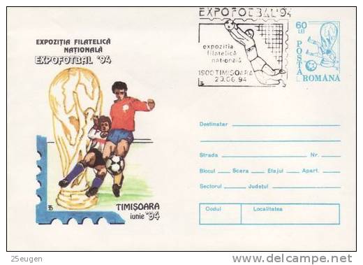 ROMANIA 1994 EXPOFOTBAL TIMISOARA POSTAL STATIONERY WITH POSTMARK - 1994 – États-Unis