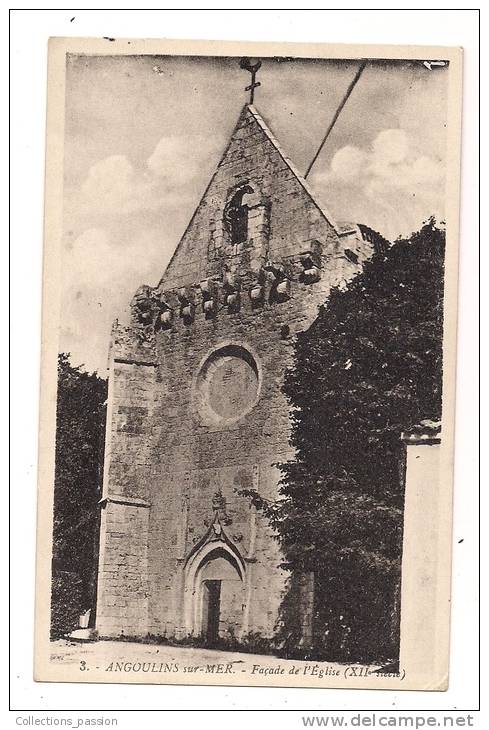 Cp , 17 ,   ANGOULINS SUR MER  , Façade De L'église , écrite , Ed : Artaud - Angoulins