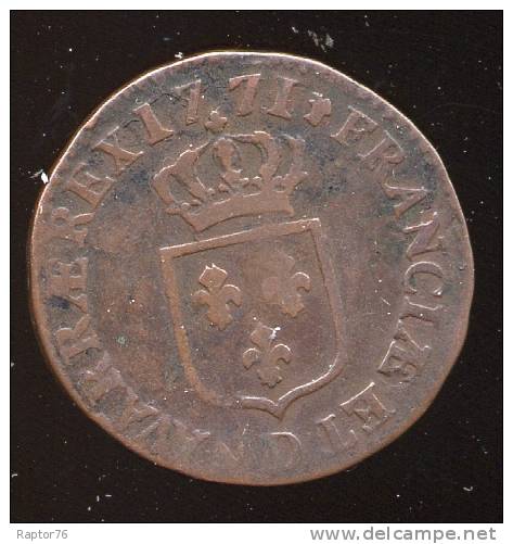 France  LOUIS XV  1/2 Sol 1771 D  Vieille Tête DOUBLE FRAPPE Pièce Monnaie - 1715-1774 Louis  XV The Well-Beloved