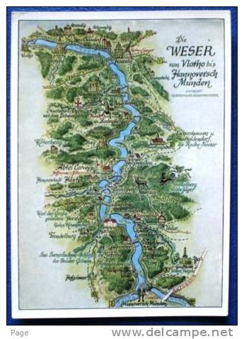 Weser,Die Weser Von Vlotho Bis Hannoversch Münden,1960,Entwurf Kubbernus,Bodenwerder, - Hannoversch Münden