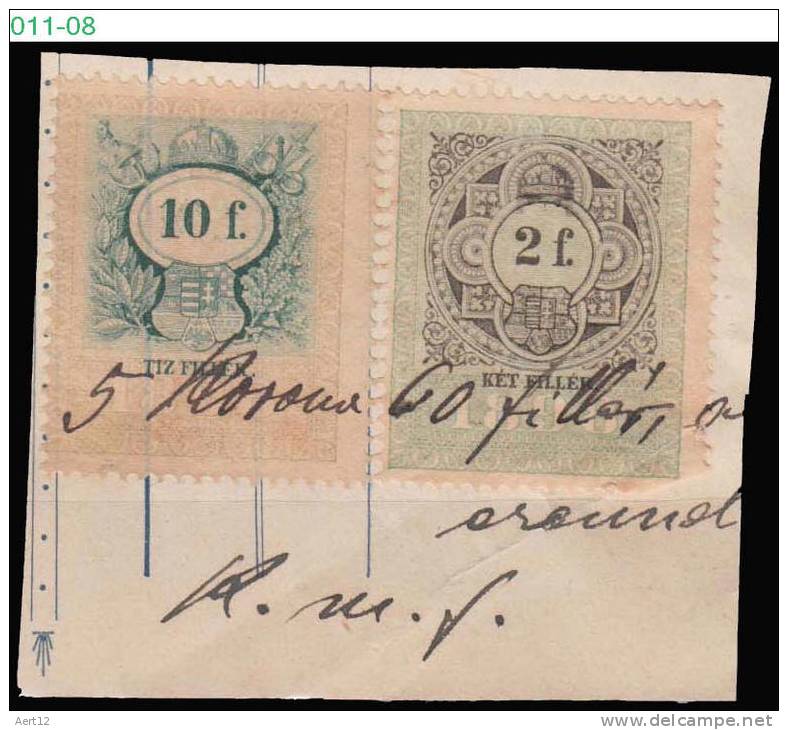 HUNGARY, 1898, Revenue Stamp, CPRSH. 303, 307 - Fiscaux