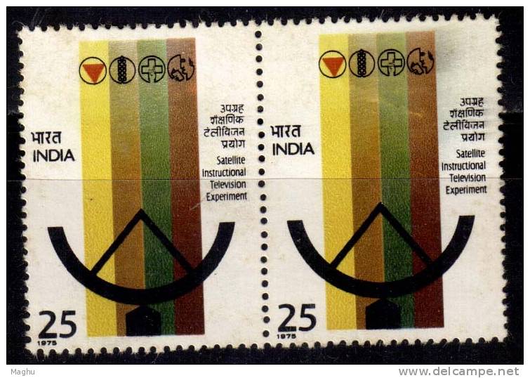 India MH Pair 1975, Satellite Instructional Television , Science, Antenna., - Unused Stamps