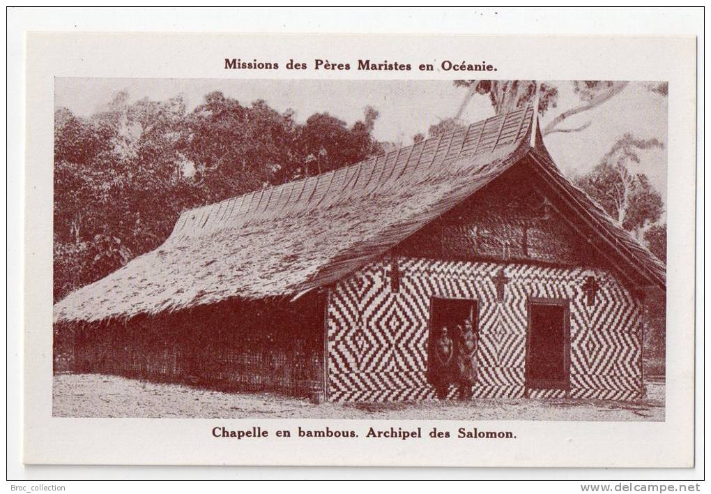 Missions des Pères Maristes en Océanie, archipel des Salomons, pochette de 12 cartes postales, 14 scans