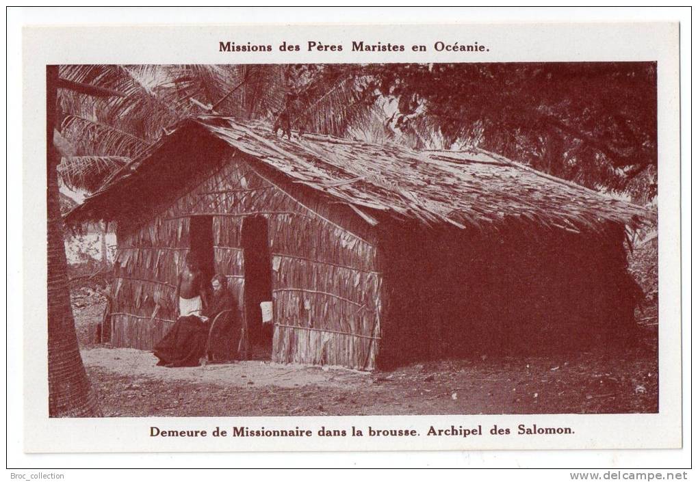 Missions des Pères Maristes en Océanie, archipel des Salomons, pochette de 12 cartes postales, 14 scans