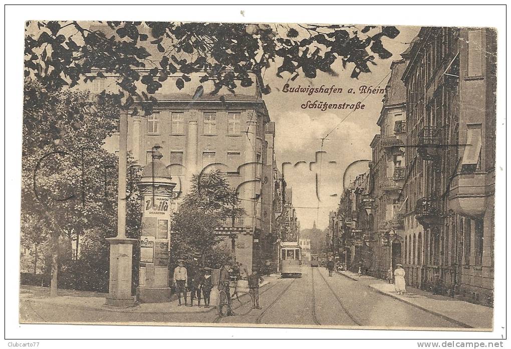 Ludwigshafen (Allemagne, Rhénanie-palatinat) :Schützenstrasse Mit Tramway Im 1930 (Lebendich). - Ludwigshafen