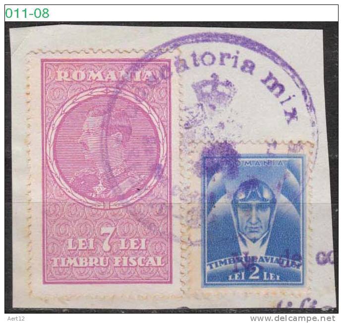 ROMANIA, 1932, 1936, King CAROL II , Revenue Stamp, MINISTRY OF FINANCE, National Aviation Fund, RRSC. 167, 12 - Fiscaux