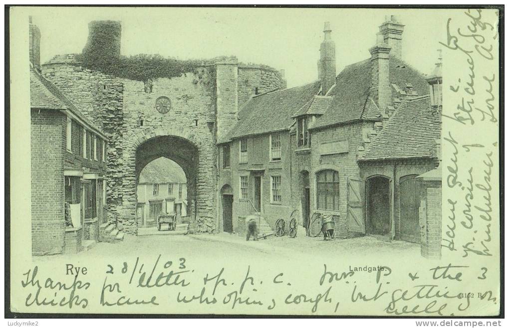 "Rye, Landgate",   Posted 1903  (good "HASTINGS" Cds).       Ss-152 - Rye