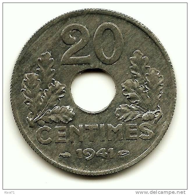 20 Centimes Zinc "Lindauer" 1941 SPL Lourde 3.56g - 20 Centimes