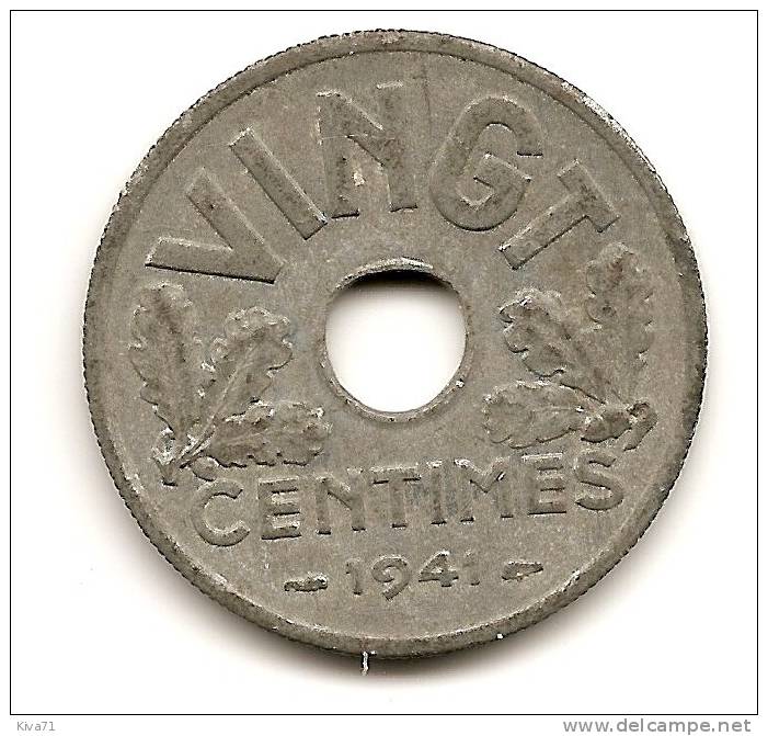 20 Centimes Zinc "Lindauer" 1941 TTB+ - 20 Centimes