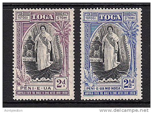 Msc569 Tonga 1936, SG72-73 20th Anniv Queen Salote, No 1d,  Mounted Mint - Tonga (...-1970)