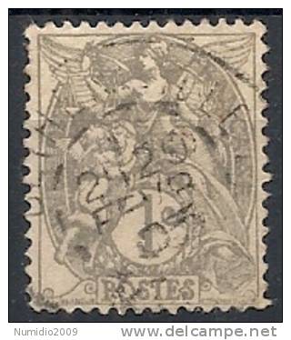 1900 FRANCIA USATO ALLEGORIA TIPO BLANC 1 CENT  - FR009 - 1900-29 Blanc