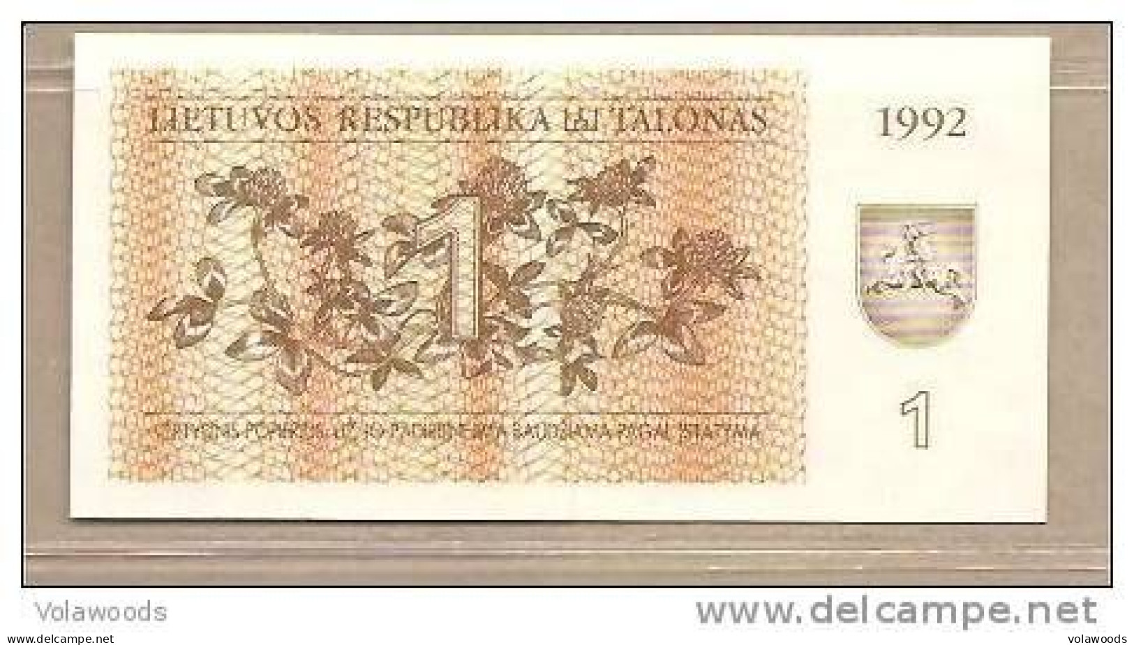 Lituania - Banconota Non Circolata FdS UNC Da 1 Talonas P-39 - 1992 #19 - Lituanie