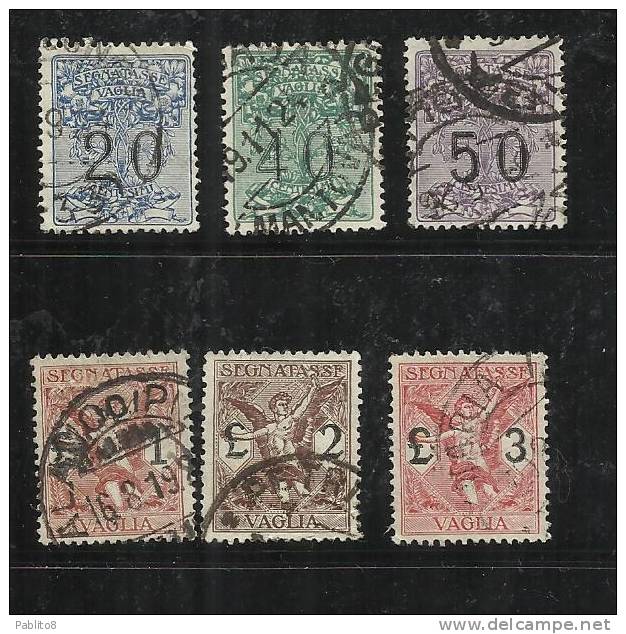 ITALIA REGNO ITALY KINGDOM 1924 SEGNATASSE TASSE POSTAGE DUE TAXES PER VAGLIA SERIE COMPLETA CENTRATA SET USATA USED - Postage Due