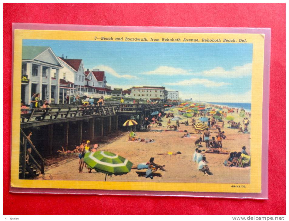 Rehoboth Beach De  Beach & Boardwalk Vintage Border Linen- - - ------- ----- Ref  543 - Other & Unclassified