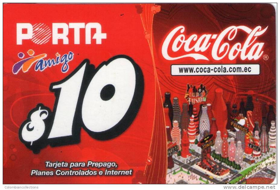 Lote TTE7, Ecuador, Tarjeta Telefonica, Phone Card, Porta, Roja, 10, Coca Cola, Coke - Ecuador