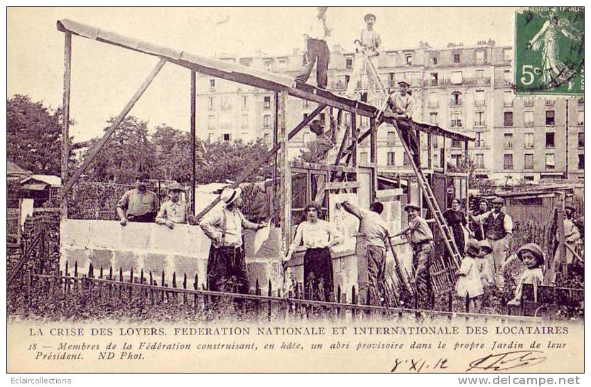 Paris    75      Manifestation  La Crise Des Loyers Les Sans Logis  Constuisent Un Abri Dans Le Jardin Du Président - Autres & Non Classés