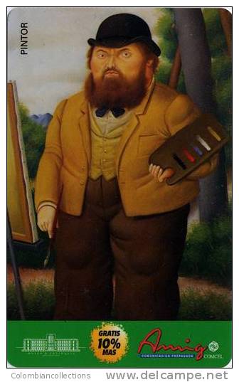 Lote TT85, Colombia, Tarjeta Telefonica, Phone Card, Comcel, Fernando Botero, Pintor, 10.000, Arte, Art, Used - Kolumbien