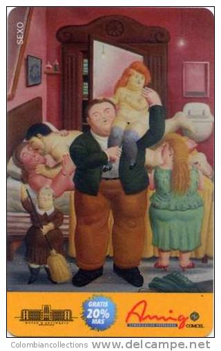 Lote TT117, Colombia, Tarjeta Telefonica, Phone Card, Comcel, Fernando Botero, Sexo,  20.000, Arte, Art, Used - Colombia