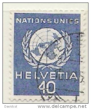 P141.-.SWITZERLAND / SUIZA  .-.  1955 .-. MI # : 25.-. USED .-. FOR THE UNITED NATIONS, EUROPEAN OFFICE. - Officials