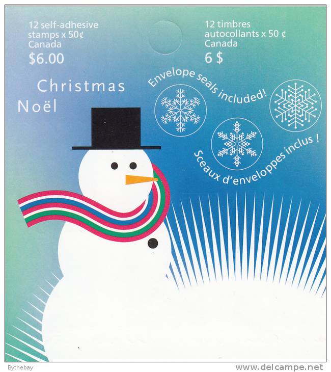 Canada #BK313 2 Panes Of 6 50c Snowman - Christmas - Full Booklets