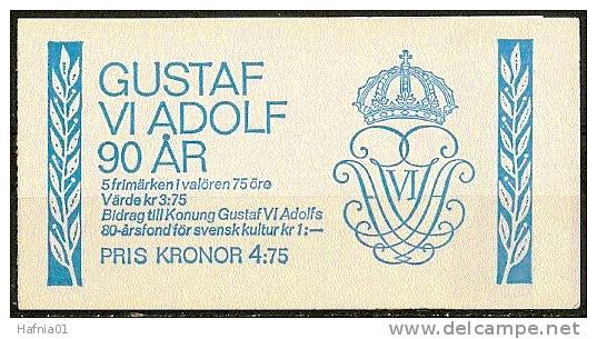 Czeslaw Slania. Sweden 1972. 90 Anniv King Gustaf VI Adolf. Booklet.  Michel  MH 38  MNH.  Signed. - 1951-80