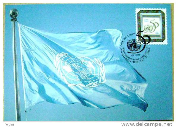 1995 UNITED NATIONS MAXIMUM CARD MC 50 YEARS FLAG - Andere & Zonder Classificatie