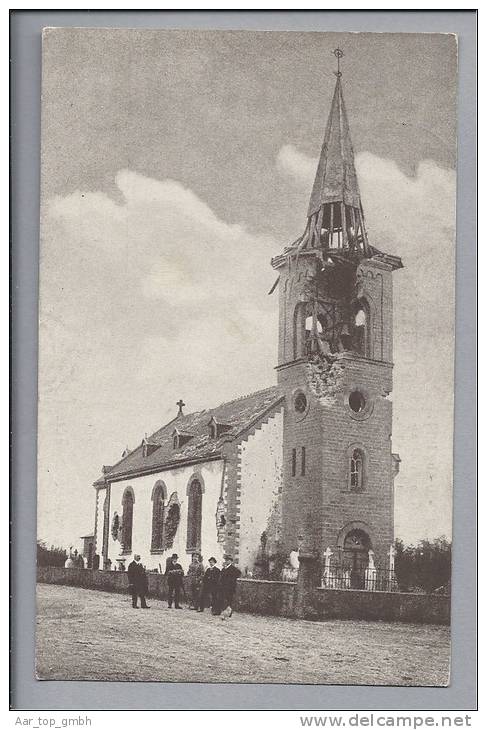 DE RP Saarburg 1915-08-15 Foto Beschossene Kirche - Saarburg