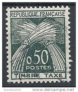 1960 FRANCIA USATO SEGNATASSE REPUBLIQUE FRANCAISE TIMBRE TAXE 50 CENT - FR170 - 1960-.... Gebraucht