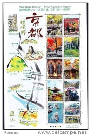 2008 JAPAN TRAVEL SCENES NO.1 10v Sheetlet - Blocks & Sheetlets