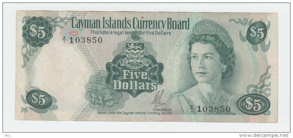 Cayman Islands 5 Dollars L. 1971 VF+ P 2 - Iles Cayman