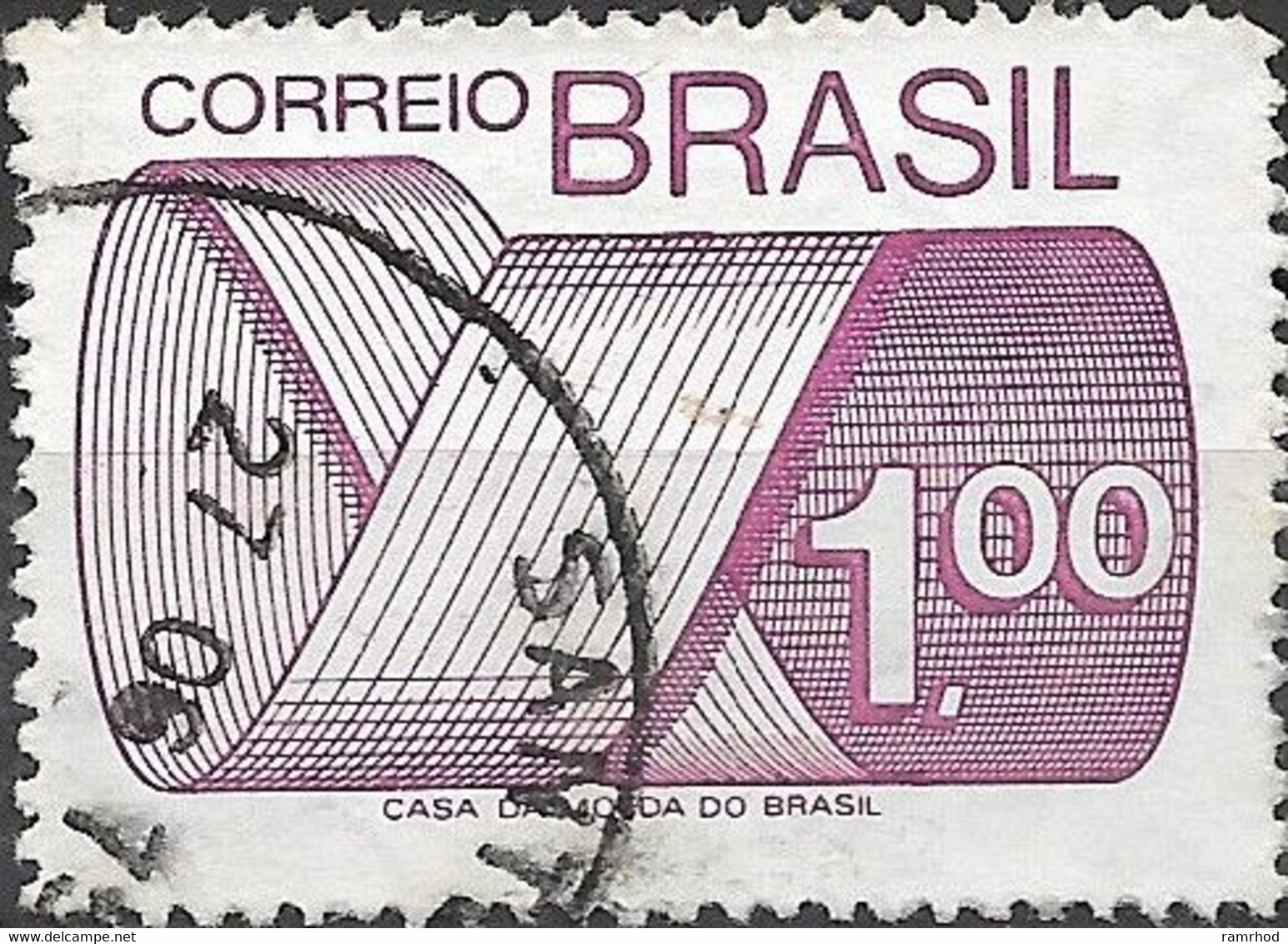 BRAZIL 1972 Scroll - 1cr - Purple FU - Usati